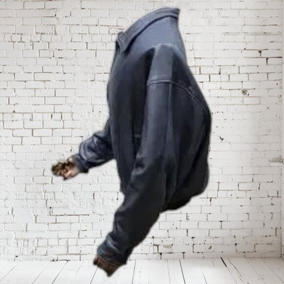 Jacobson's Black Leather Bombe Jacket Men's 44 - Picture 3 of 5